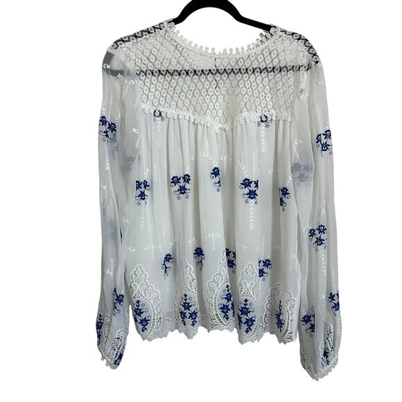 Endless Rose Women’s Long Sleeve Embroidered Lace Blouse Top Size Large Fairy - Picture 1 of 7